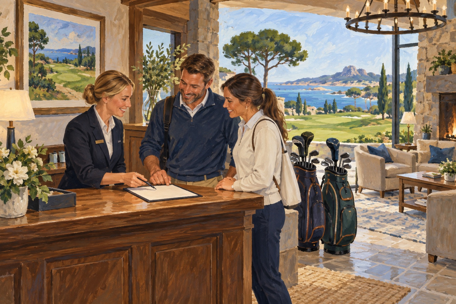 Illustration: Golfbokning stäms av vid klubbens reception